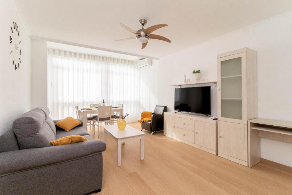 salon z kanapą i telewizorem w obiekcie Espanatour LA PALOMA w mieście Torrevieja