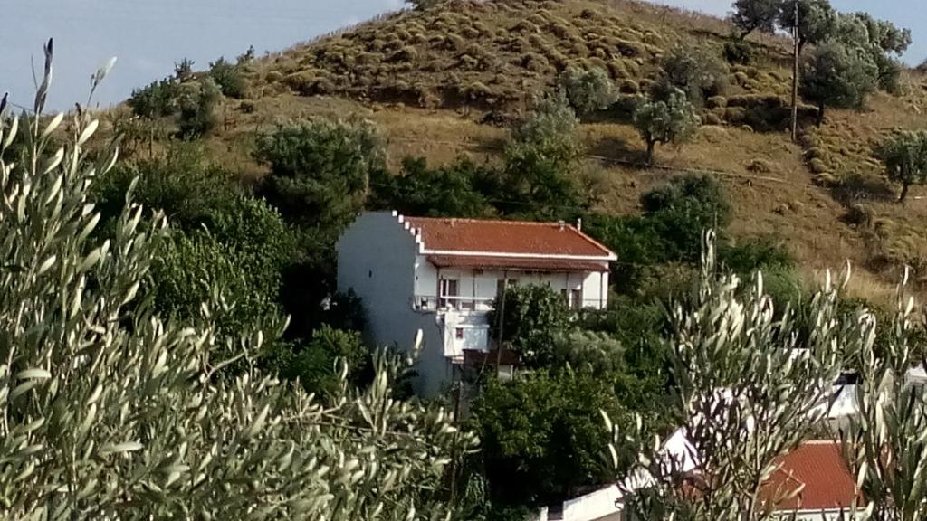 una casa al lado de una colina en Filoxenia Rooms, en Makrilies