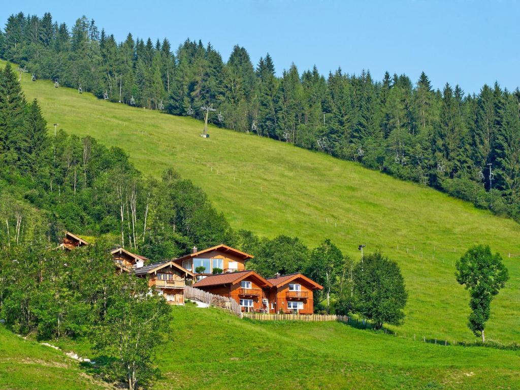 ein Haus auf einem Hügel auf einem grünen Feld in der Unterkunft Holiday Home Gunnar - FLU101 by Interhome in Flachau