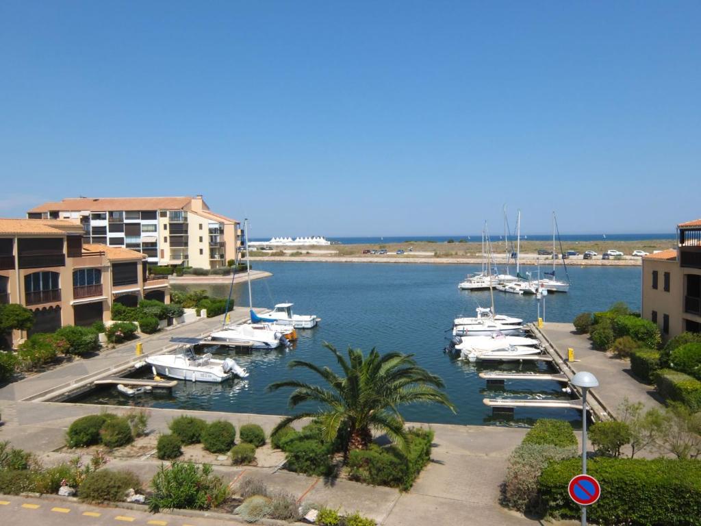 a group of boats docked in a marina at Studio Marina 2-1 by Interhome in Saint-Cyprien-Plage