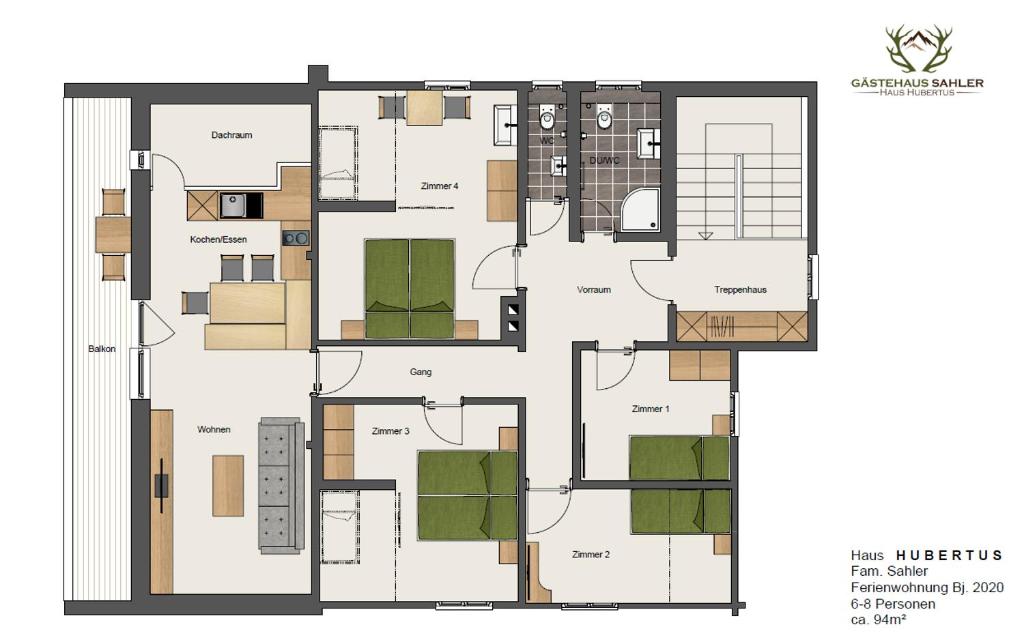 Půdorys ubytování Haus Hubertus - Gästehaus Sahler