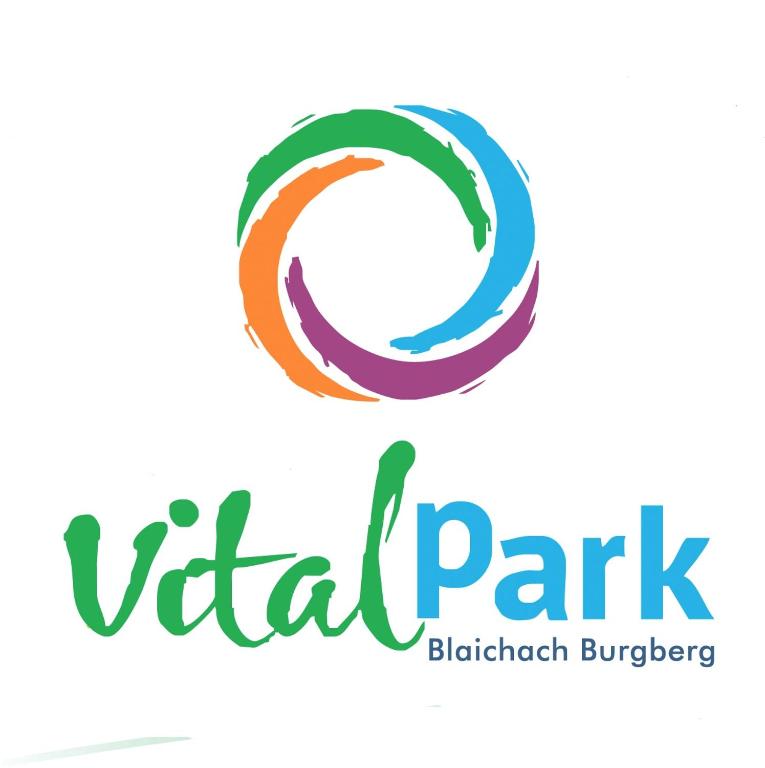 a logo for a fundraiser for a virtual park at Vitalpark Blaichach Burgberg in Burgberg