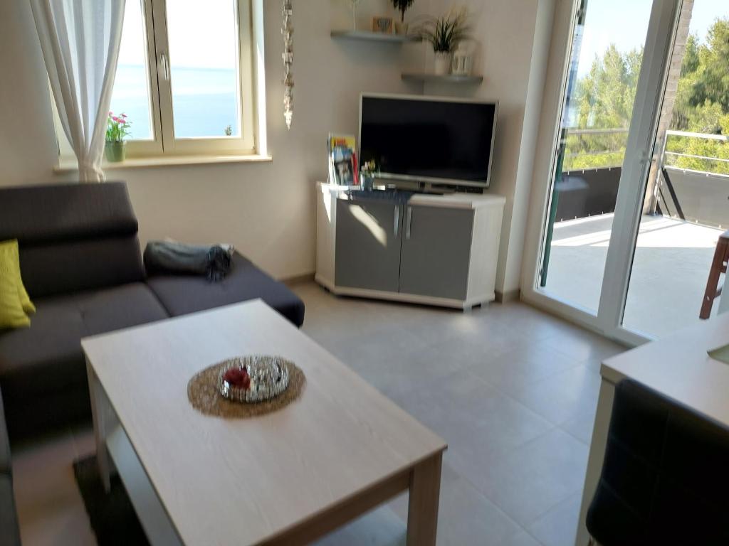 TV a/nebo společenská místnost v ubytování Gavza Sky View Apartment