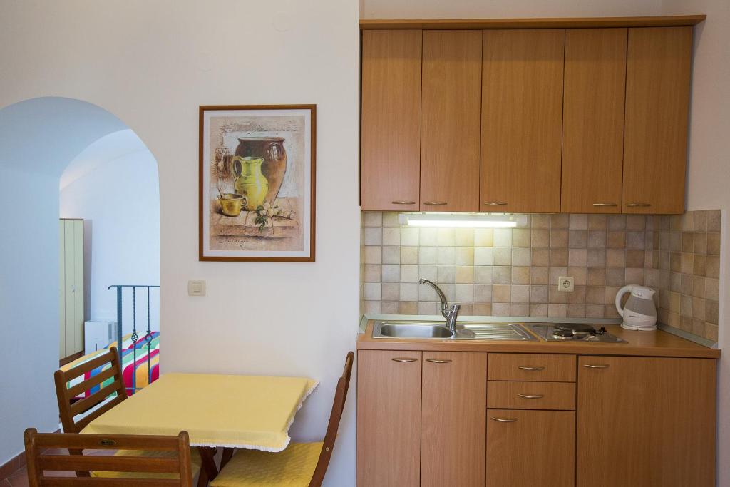 Kuchyň nebo kuchyňský kout v ubytování Apartments Benussi