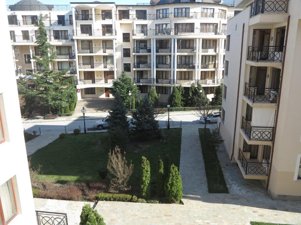 a view from the balcony of a apartment building at Krassy summer apartment in Golden Sands