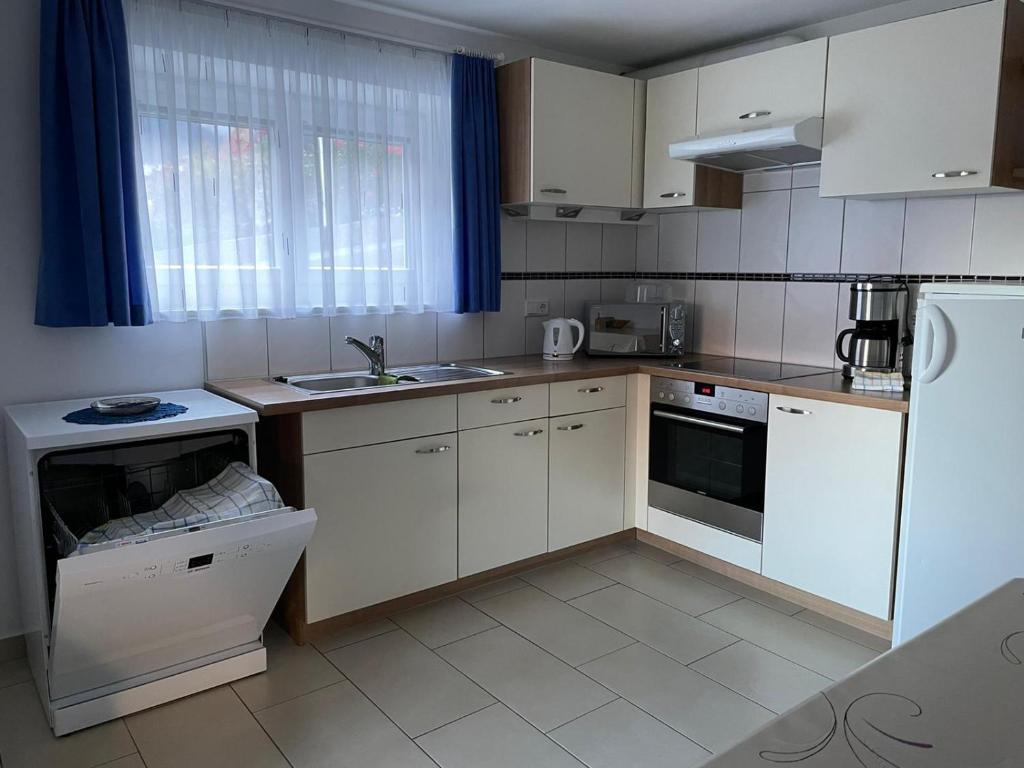 Kuchyň nebo kuchyňský kout v ubytování Panorama Apartments Semslach