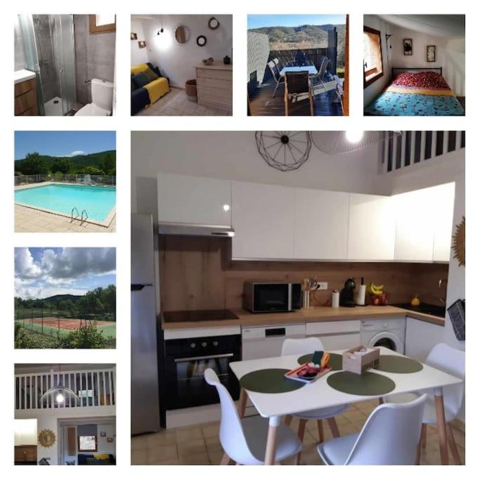 un collage de photos d'une cuisine avec une table dans l'établissement Mazet 55 Gorges du Verdon, à Saint-Martin-de-Brômes
