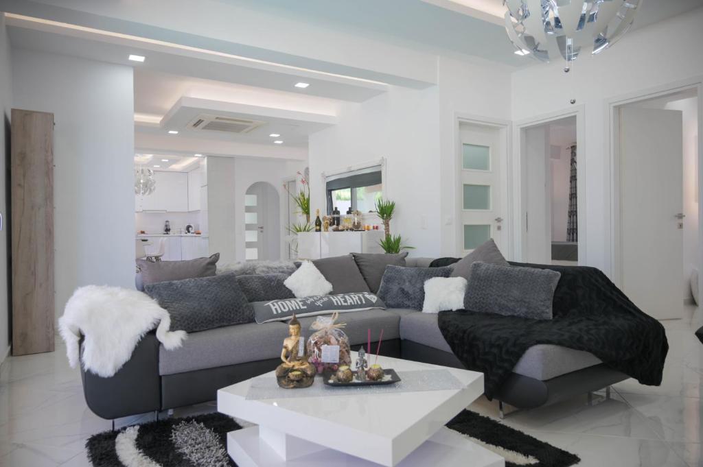 A seating area at Diamond Luxury Villa Corfu 6 Bedroom Luxury Villa