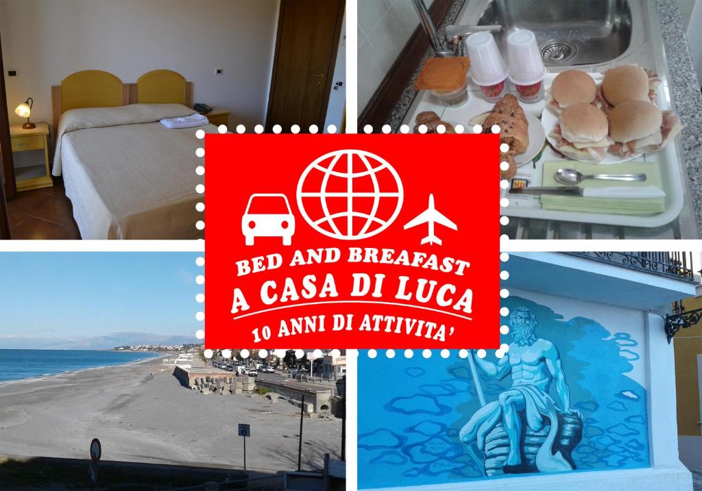 een collage van foto's van een hotel met een bord bij A Casa Di Luca in Diamante