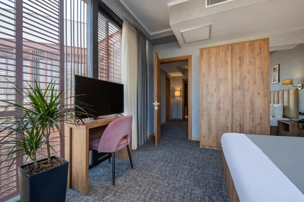 TV a/nebo společenská místnost v ubytování Barnovi Boutique Hotel