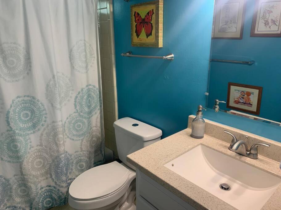 a bathroom with a white toilet and a sink at Family Friendly Downtown Home - Private Yard & Grill - Location, Location, Location! in Athens