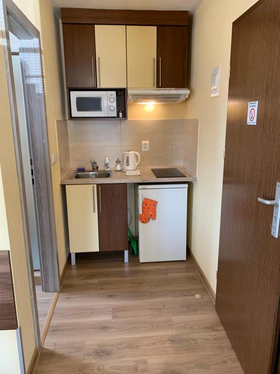Kuchyň nebo kuchyňský kout v ubytování Apartmany Hujer