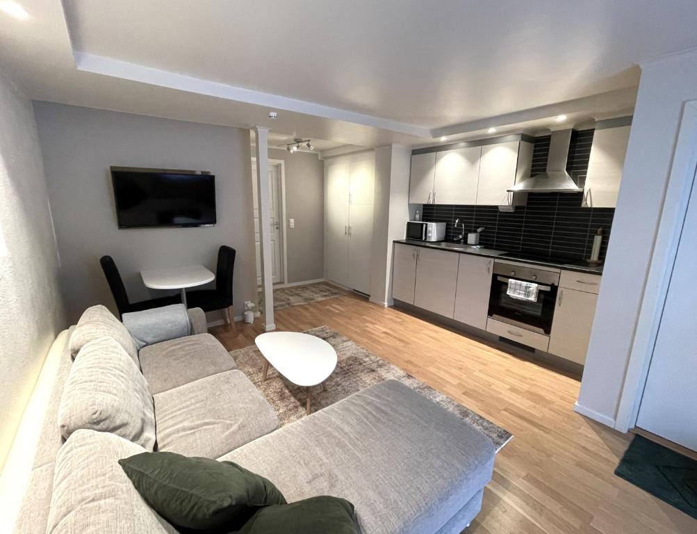 Kuchyň nebo kuchyňský kout v ubytování Daltind - Modern apartment with free parking