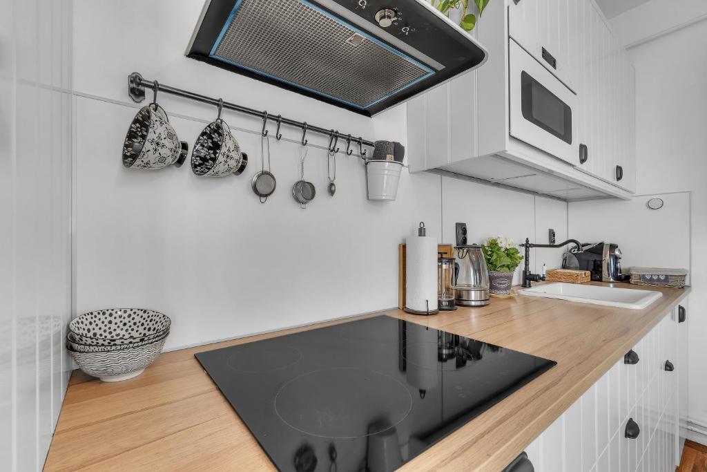 Kuchyň nebo kuchyňský kout v ubytování Apartmán U Javorky