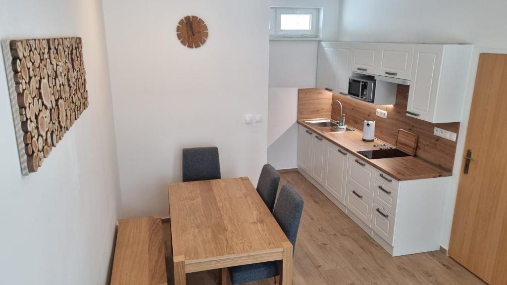 Kuchyň nebo kuchyňský kout v ubytování Apartmány Mlýnská