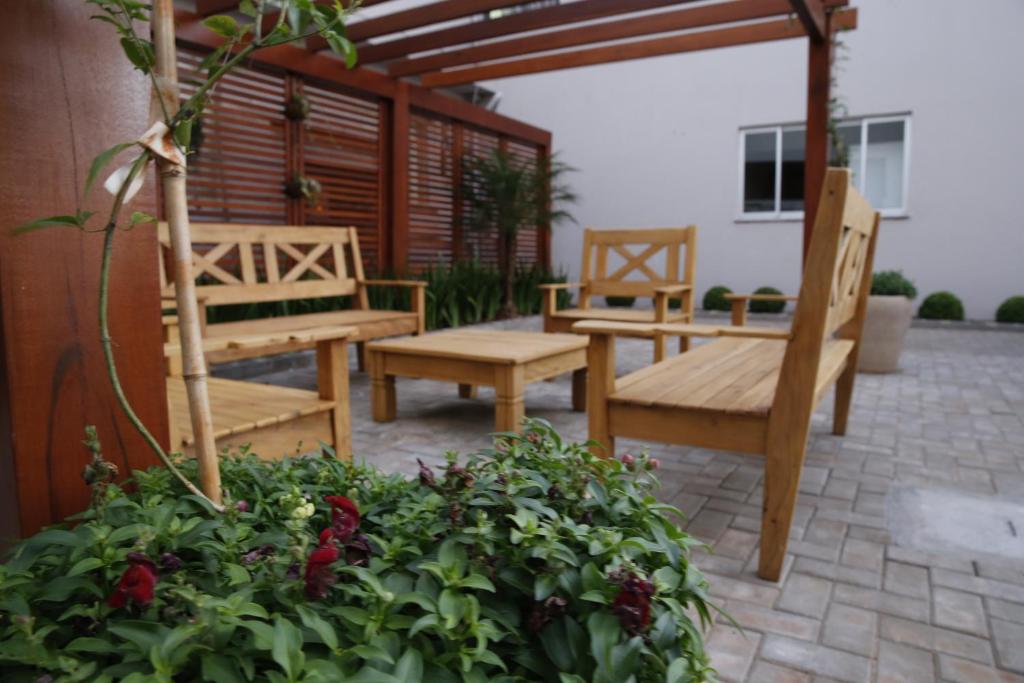 Patio nebo venkovní prostory v ubytování Hotel Plaza Cascavel