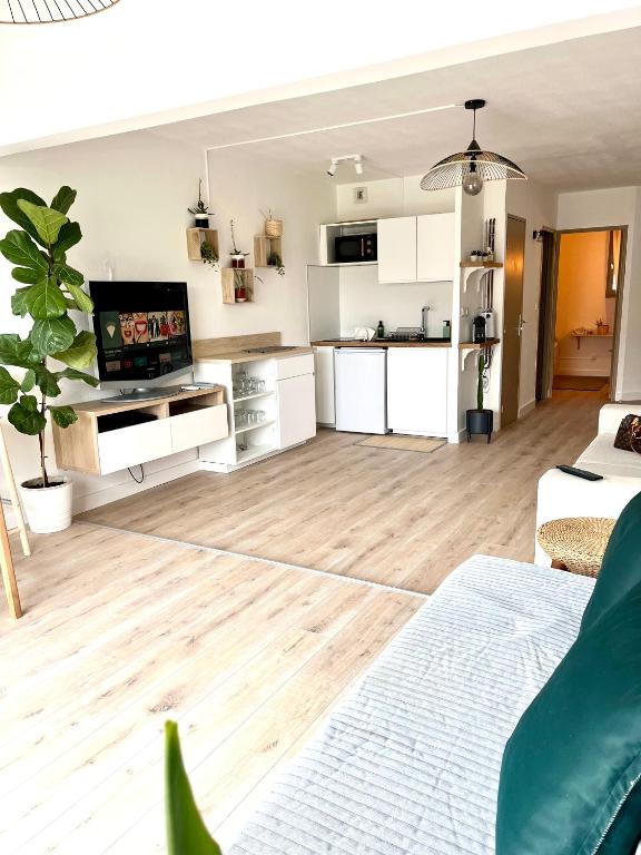 Kuchyň nebo kuchyňský kout v ubytování Le sud plage et piscine
