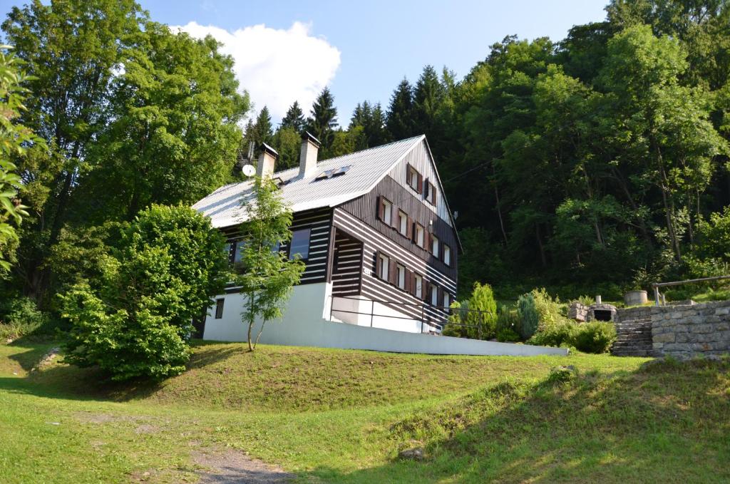 una casa su una collina con alberi sullo sfondo di Horská chalupa Bílá Desná a Desná