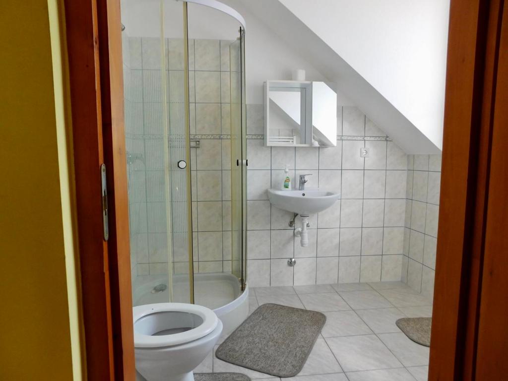 Koupelna v ubytování Csetáj Vendégház