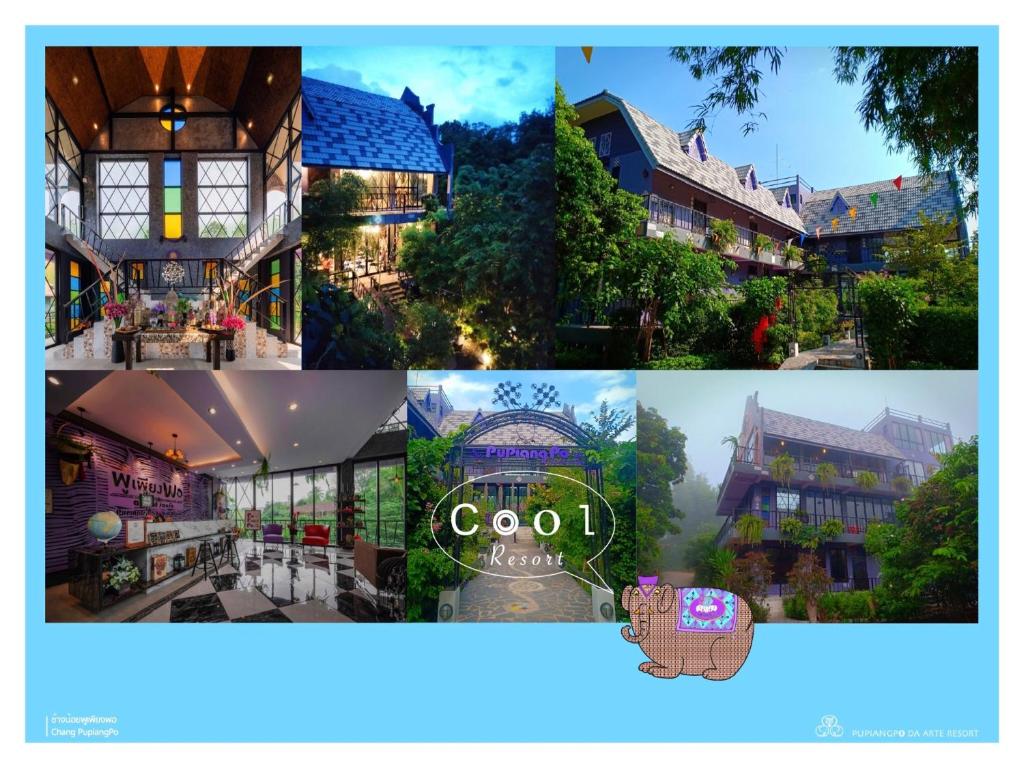 a collage of photos of a house at Pupiang po Da Arte Resort in Dan Sai