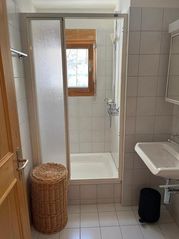 Koupelna v ubytování Spacious apartment up to 6 people in Flims
