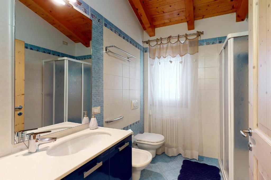 Kúpeľňa v ubytovaní Mansarda con giardino Val di Sole Trentino
