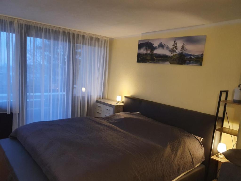 Säng eller sängar i ett rum på Eisvogelnest Appartement und Feuersalamander Appartement am Predigtstuhl