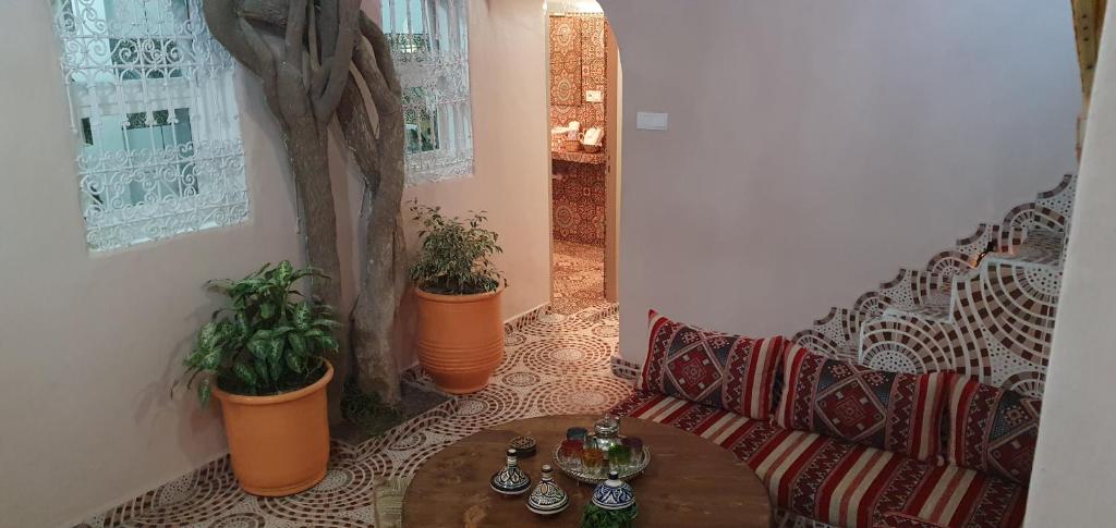 Posezení v ubytování Surf Riad Taghazout