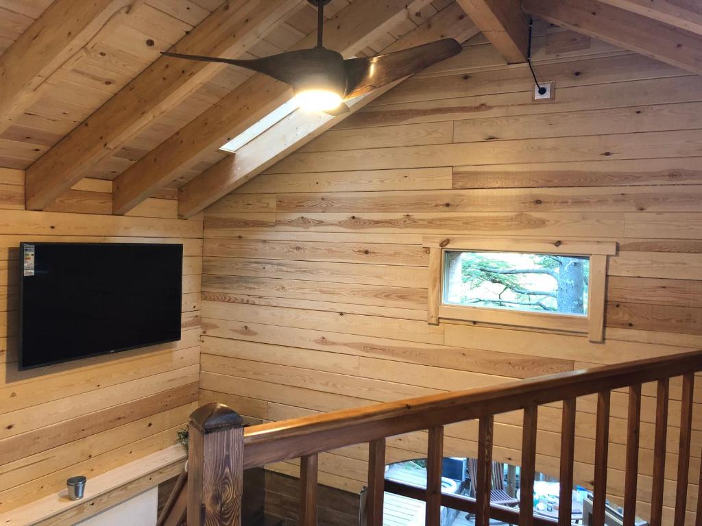 Televízia a/alebo spoločenská miestnosť v ubytovaní La cabana - Els Apartaments del bosc