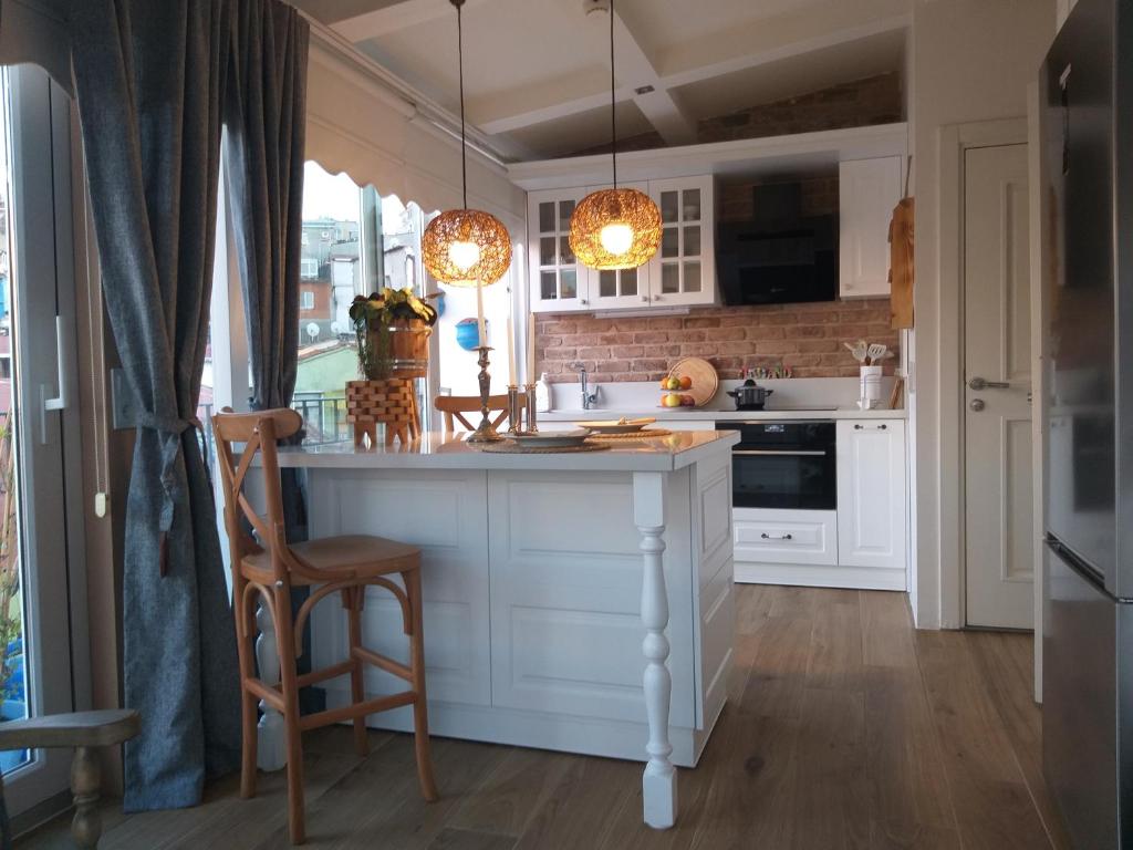 Kuchyň nebo kuchyňský kout v ubytování The White Swan Suites Beyoglu