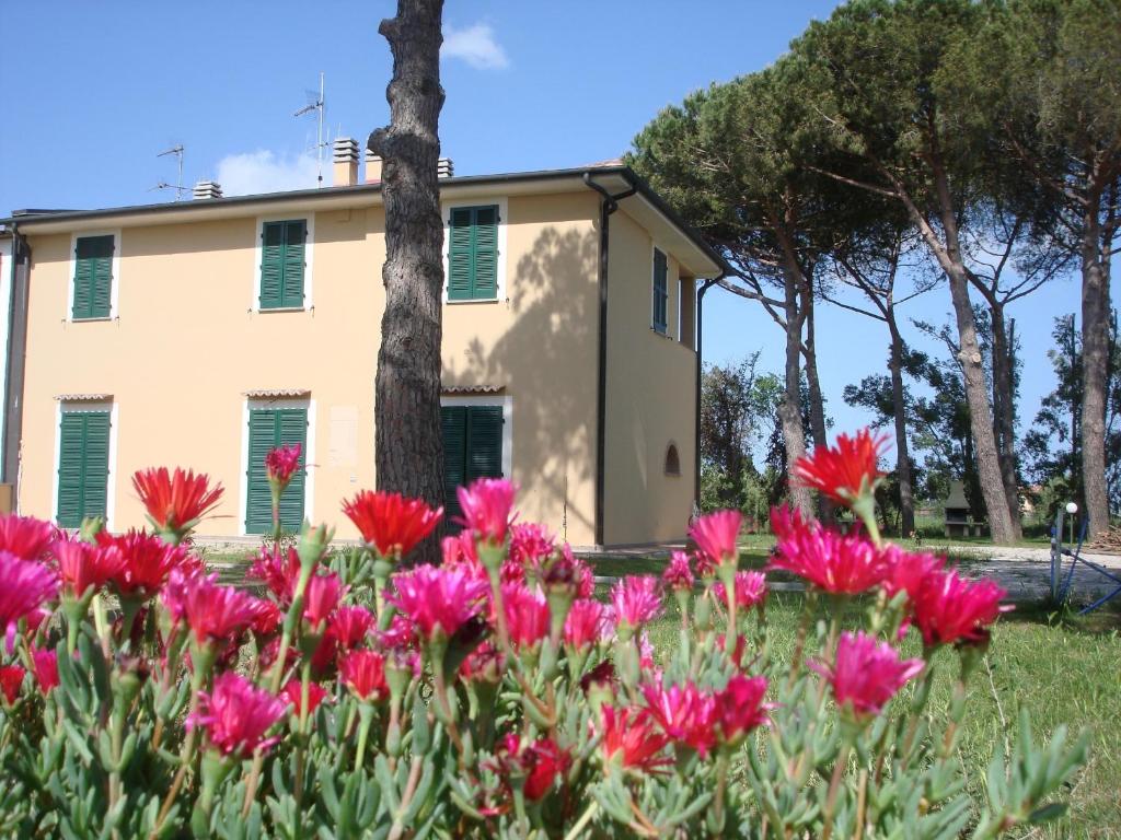 リオトルトにあるCasa Vacanze Vignarca - Località Perelliの家の前のピンクの花畑