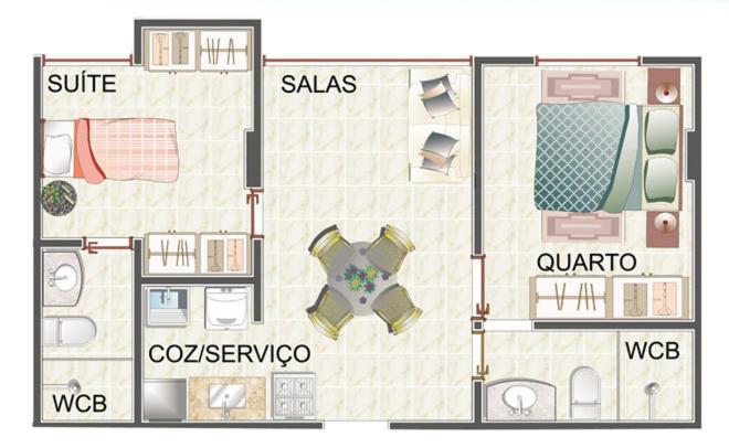 a floor plan of a small apartment with at Apartamento na Praia de João Pessoa in João Pessoa