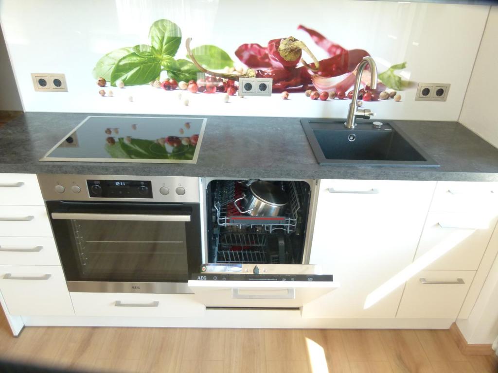 Kuchyň nebo kuchyňský kout v ubytování Appartment SONNENBLICK