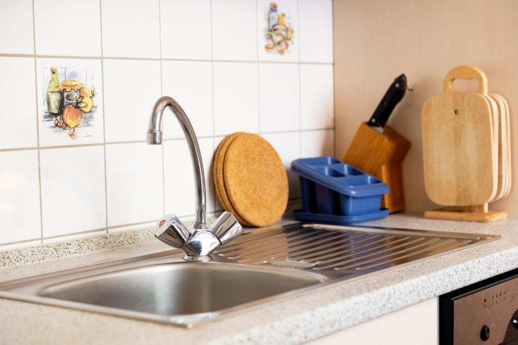 Kuchyň nebo kuchyňský kout v ubytování Pension am Hardausee