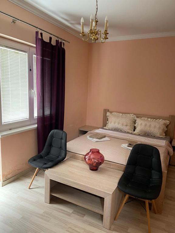 Habitación con mesa, 2 sillas y 1 cama en Guesthouse Petrović, en Virpazar