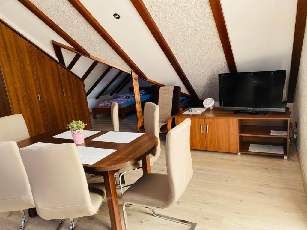 Televízia a/alebo spoločenská miestnosť v ubytovaní Apartamenty by Hanna