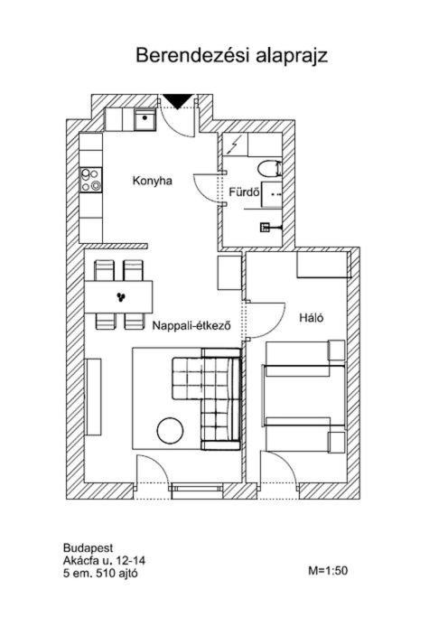 Plán poschodí v ubytovaní Bence Apartman Budapest (District VII)