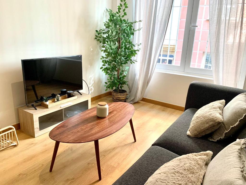 Televízia a/alebo spoločenská miestnosť v ubytovaní Homely Málaga Plaza del Teatro