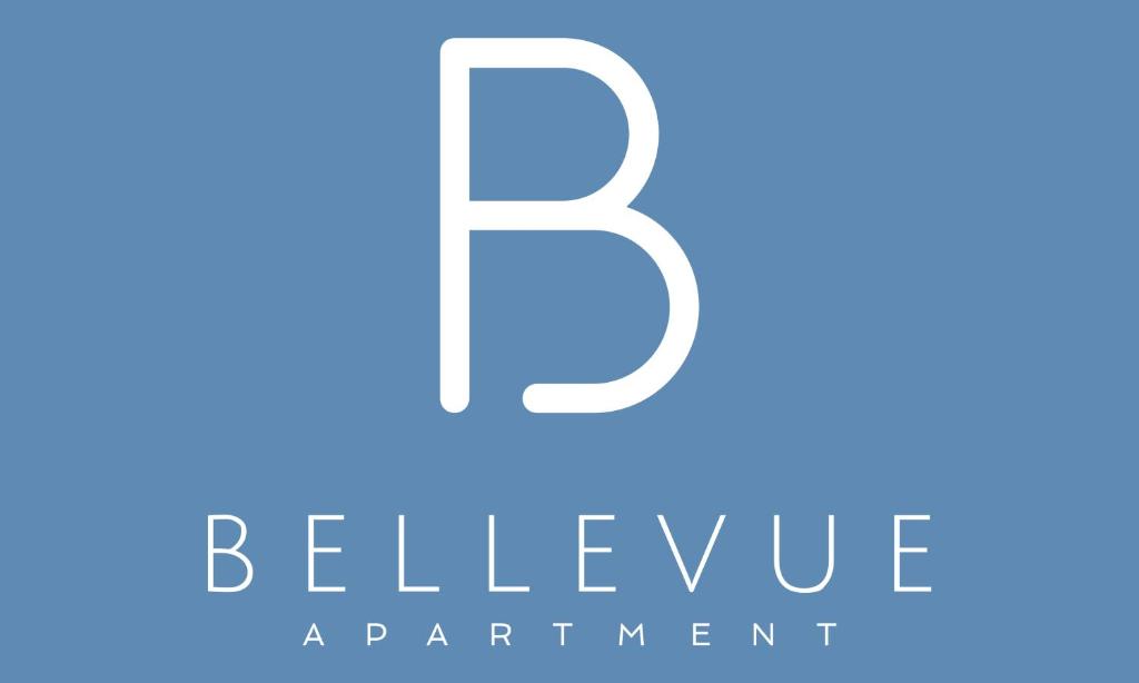 a letter b logo design in blue at Bellevue Apartment in Largs