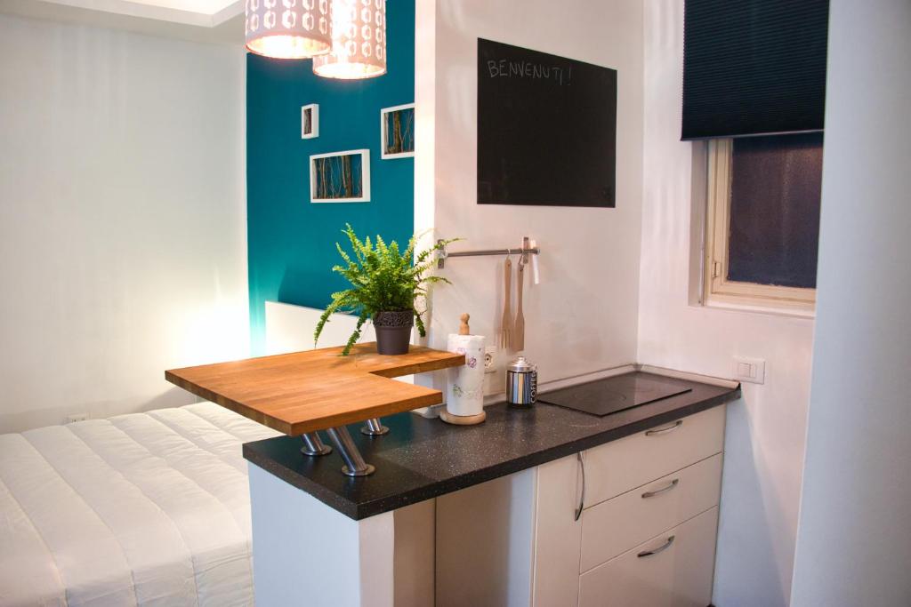 a kitchen with a sink and a counter top at Carducci green - Appartamento monolocale in Turin