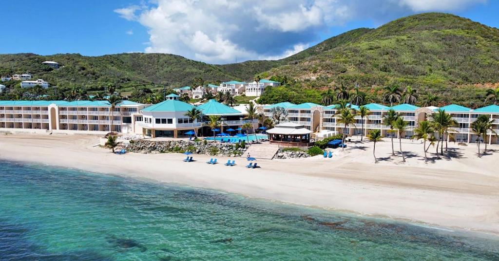 an aerial view of a resort on the beach at All Inclusive- Divi Carina Bay Beach Resort & Casino Adult Only in Madame Carty