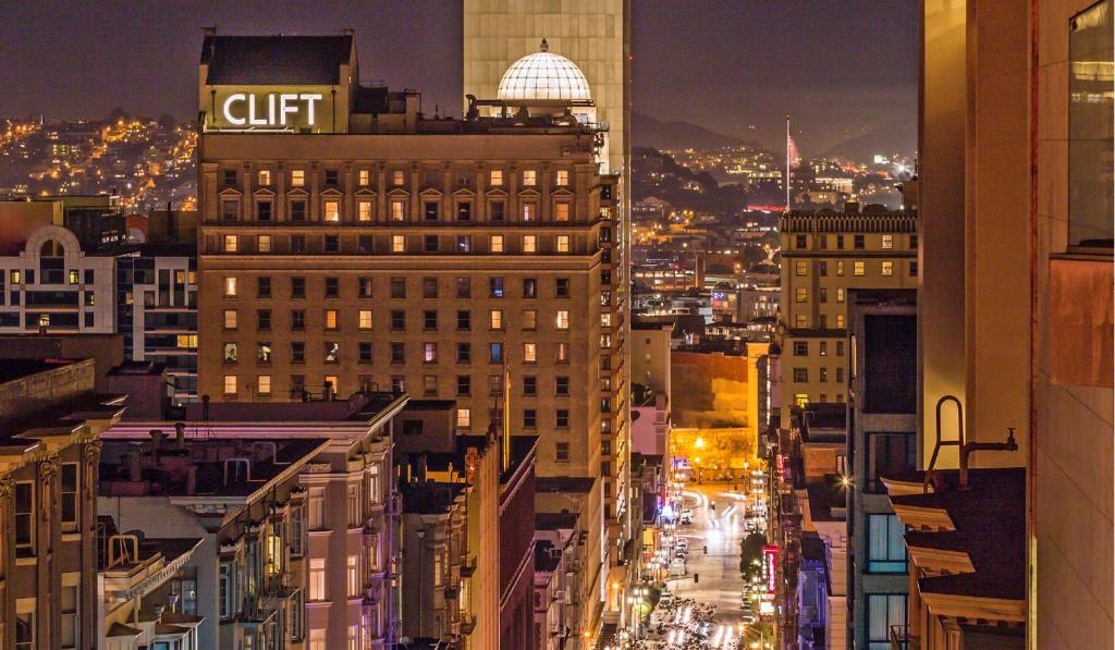a city street filled with lots of tall buildings at The Clift Royal Sonesta Hotel in San Francisco