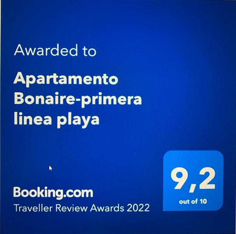 Certifikát, hodnocení, plakát nebo jiný dokument vystavený v ubytování Apartamento Bonaire-primera linea playa