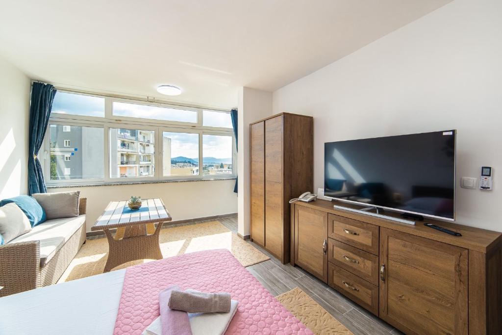 TV a/nebo společenská místnost v ubytování Apartment Sunrise Ploče