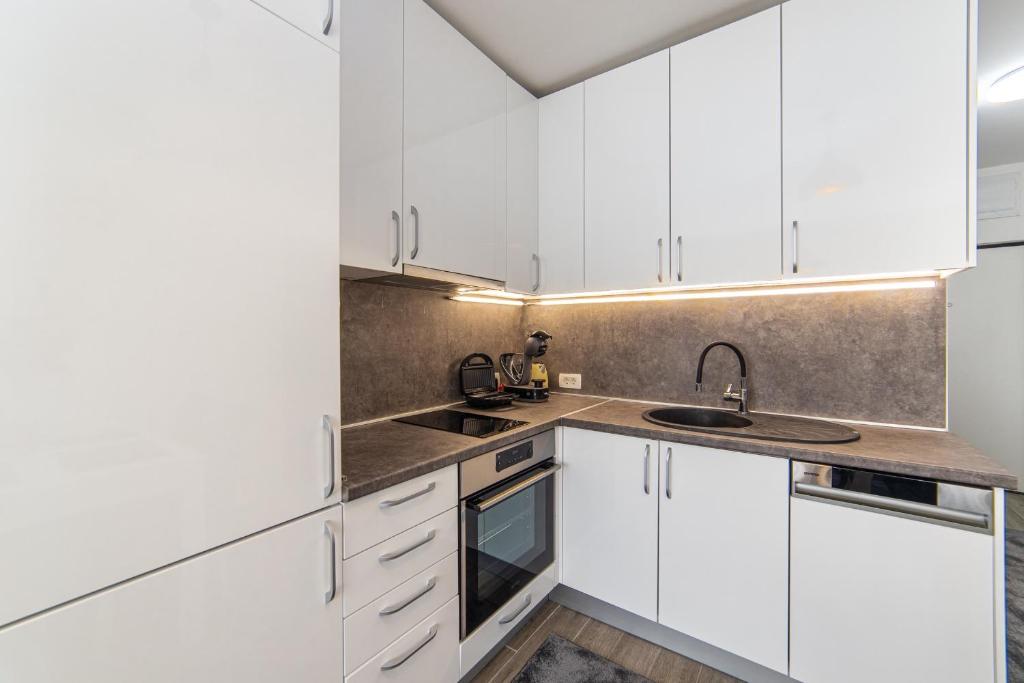 Kuchyň nebo kuchyňský kout v ubytování Apartment Sunrise Ploče