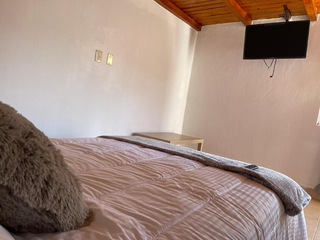 Tempat tidur dalam kamar di Casa Valentino Trattoria & Alojamiento