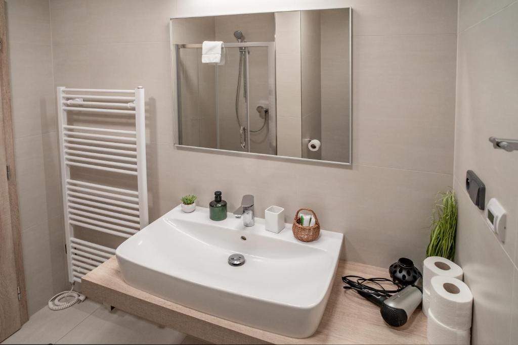Koupelna v ubytování Hotel Smrž