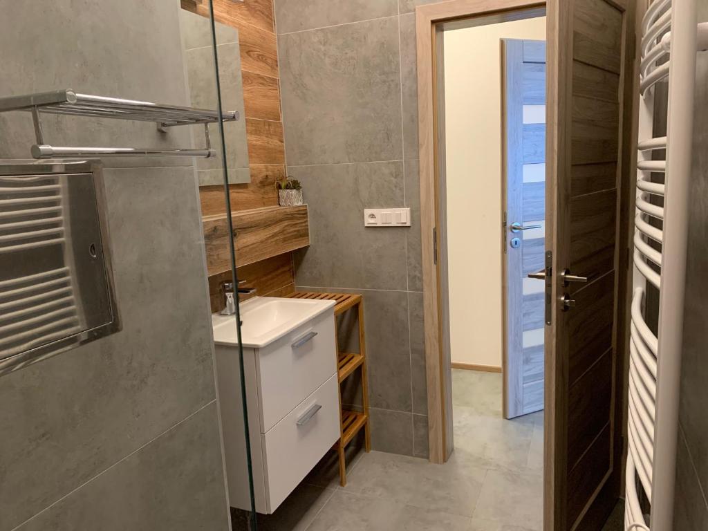 Kuchyň nebo kuchyňský kout v ubytování Apartmány na Plešivci