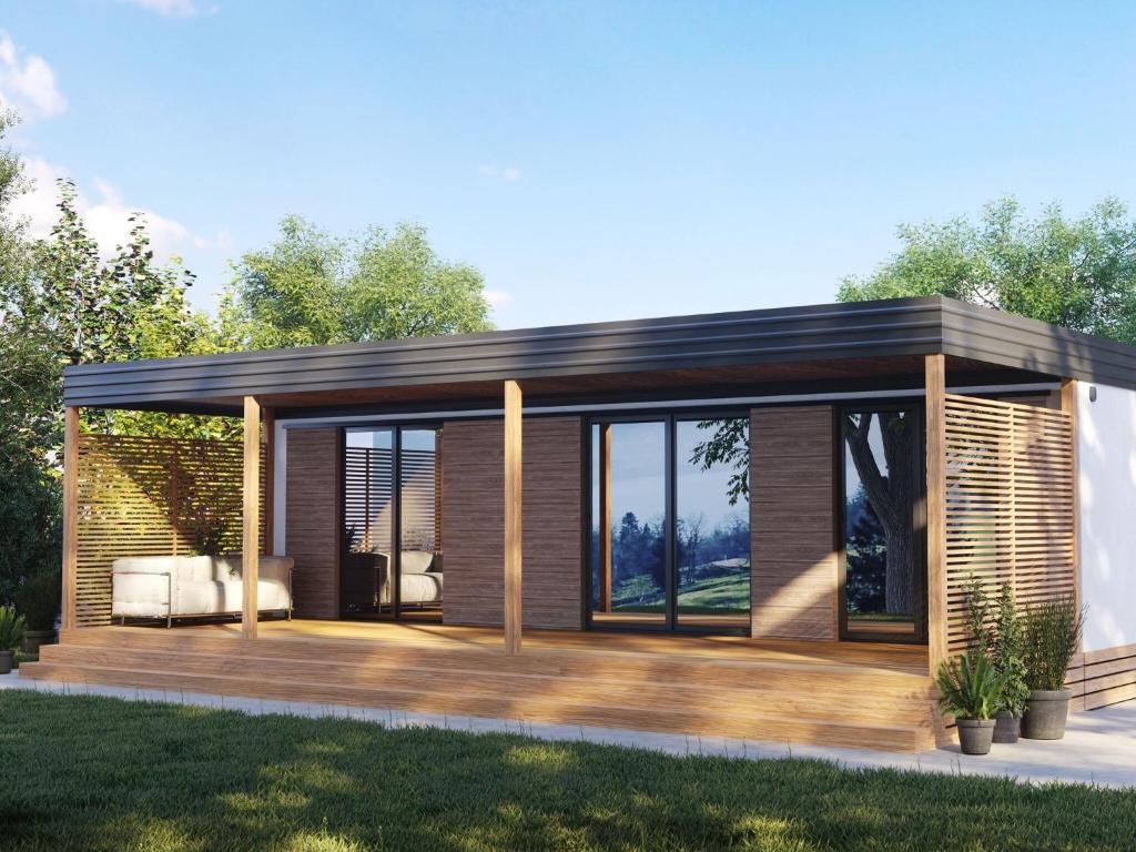 Mobile homes in Camp Soline at Biograd, with sand and pebble beach