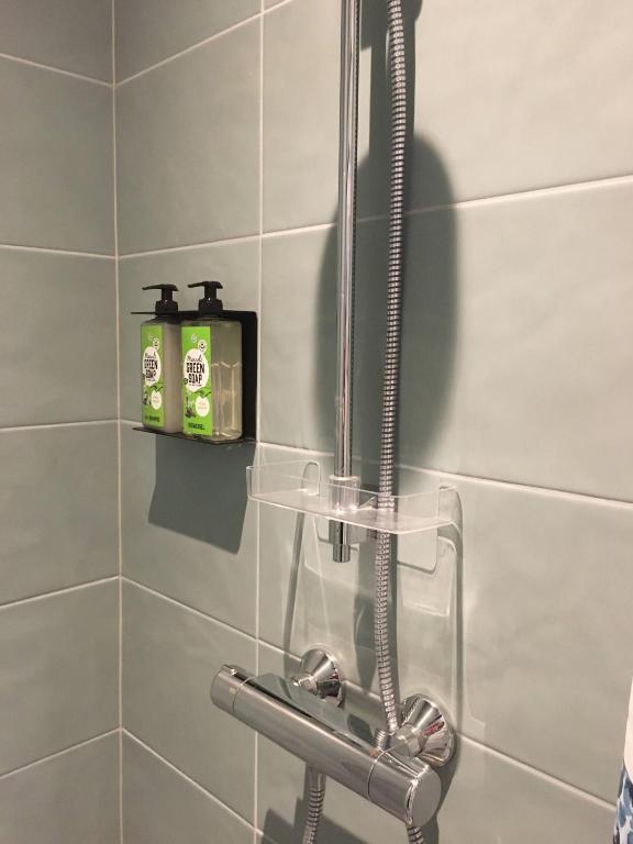 bagno con soffione doccia e lavandino di Gîtanneke a Burg-Reuland